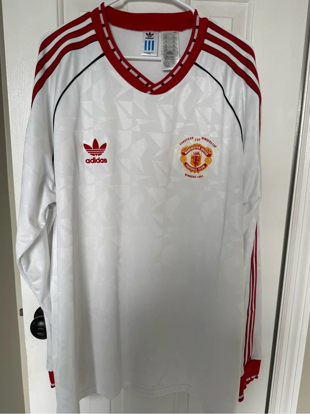 MANCHESTER UNITED '91 AWAY LONG SLEEVE JERSEY Soccer Club Size XXL NEW